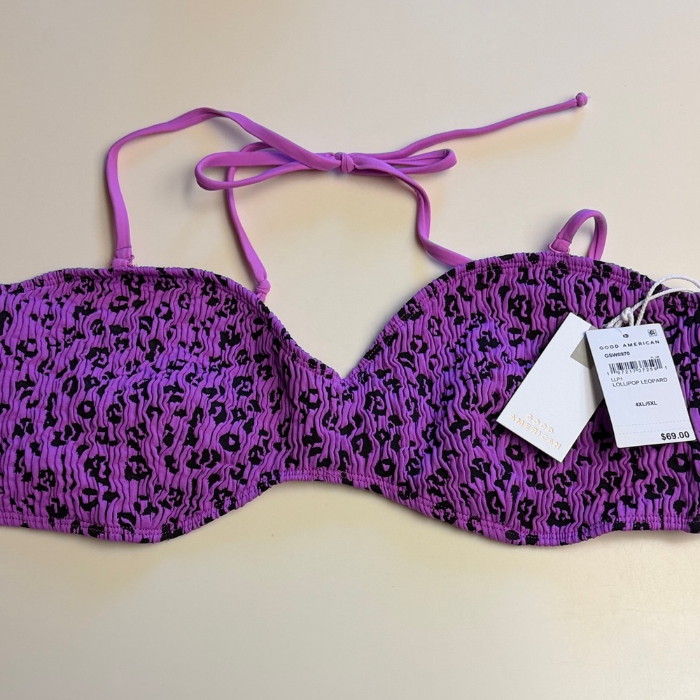 Good American Purple Leopard Print Bikini Top Size 4/5X